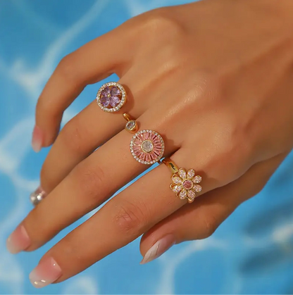3er Set Anti-Stress Ringe mit Blumen Design