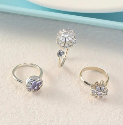 Set of 3 anti-stress rings with flower design